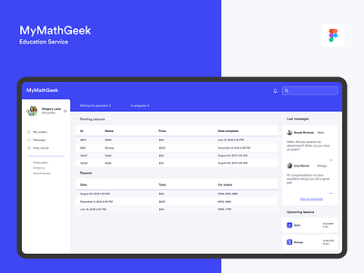 MyMathGeek − education service application daily ui dashboard app dashboard design dashboard ui data education learning minimal minimalistic profile webdesign