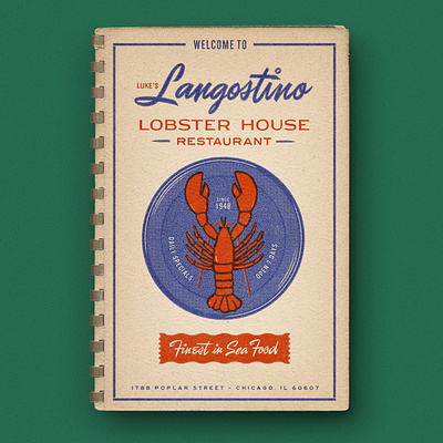 Langostino Lobster House Restaurant menu design branding hand lettering identity design menu design restaurant branding retro design script lettering typography vintage design