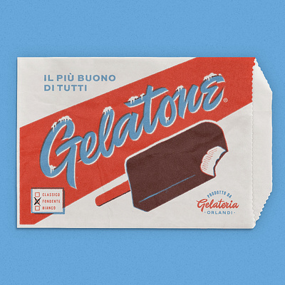 "Gelatone" Ice Cream paper bag branding ice cream logo logo design packaging paper bag product branding script lettering