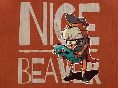 Beaver boy animals beaver cartoon cartoon character cartoon illustration character color illustration punk skateboard skater vector wood