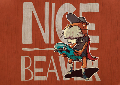 Beaver boy animals beaver cartoon cartoon character cartoon illustration character color illustration punk skateboard skater vector wood