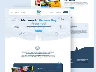 Childcare Website blue child childcare children design early learning centre education flat kids learning preschool ui web website website design