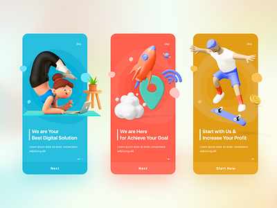 Onboarding Screen Design android apps creative design illustration landing page minimal onboarding trendy ui design ux design vector