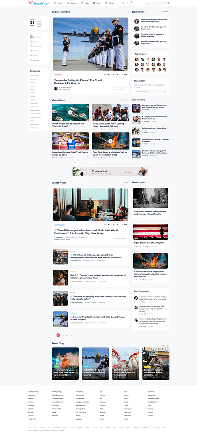 Newsviral - Modern News & Magazine HTML Template bootstrap bootstrap 4 design html magazine minimal newspaper publisher typography web