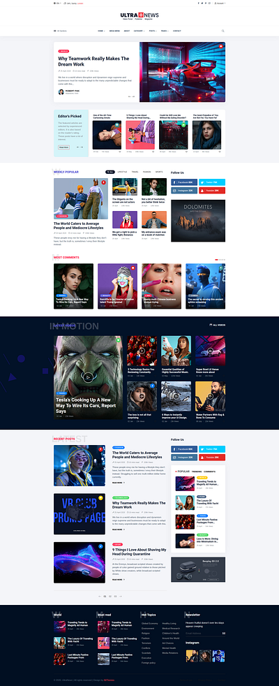 UltraNews bootstrap 4 design html magazine newspaper publication publisher typography ui web