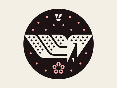 Konkai Symbol WIP art bird black cherry blossom cherry blossoms design graphic design icon illustration josh brill peacock pink symbol vector wip