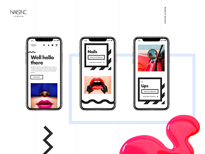 NailsInc Mobile black makeup memphis memphis style mobile mobile ui monochrome nail polish ui ui design uidesign web web design webdesign website white