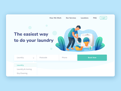 Laundry & Dry Cleaning Service Webdesign blue cleaning service dry cleaning service dry cleaning webdesign laundry service laundry webdesign ui ux webdesign