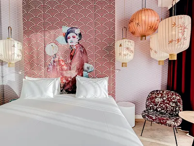 Headboard mural design for nhow Amsterdam hotel art collage collage art collageart design digital art hotel hoteldesign mural mural design muralart muralist murals photoshop