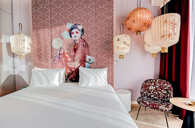 Headboard mural design for nhow Amsterdam hotel art collage collage art collageart design digital art hotel hoteldesign mural mural design muralart muralist murals photoshop