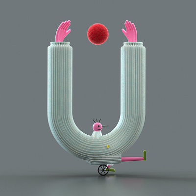 Letter u 36daysoftype 36daysoftypea 3d design illustration letter nicycle handball typography