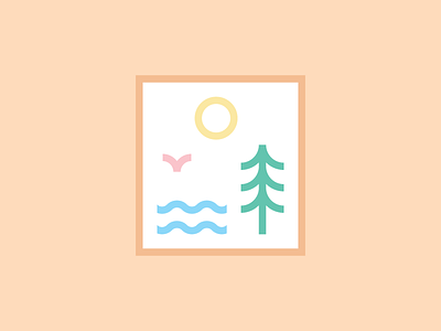 Pastel Nature Lines adventure camp camping flat design geometric geometric art illustration line art minimal modern monoline nature ocean outdoors sun thick lines tree wander water waves