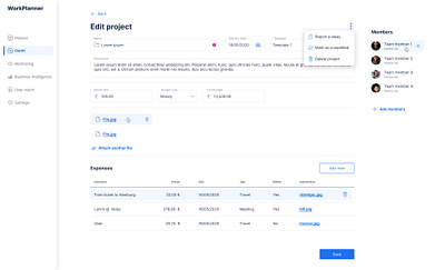 Workplanner enterprise app product design ui ux