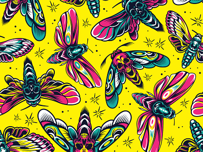 Tattoo seamless pattern adobe illustrator apparel design branding butterfly button design packaging pattern pattern art t shirt design tattoo tattoo art tattoo design vector vector illustration vintage yellow