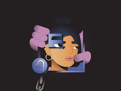Chance 3d chain chance depth earring emotion girl gradient hand illustration illustrator loss love luck mental health relationship woman