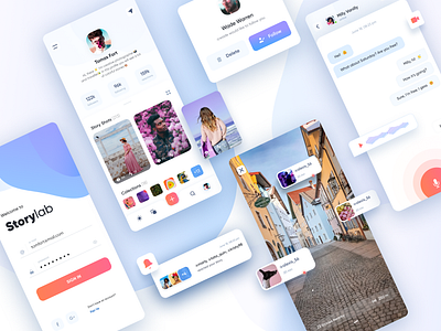 StoryLab Mobile Application application behance brand branding clean clean ui concept gradient mobile mobile app ui ui design uidesign uiux ux yozmatech