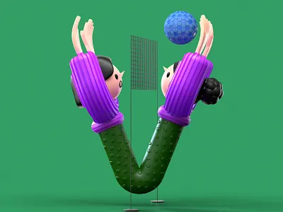 Letter V 36daysoftype 36daysoftypea 3d characterdesign letter typography volleyball