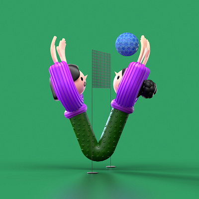 Letter V 36daysoftype 36daysoftypea 3d characterdesign letter typography volleyball