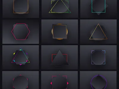 Minimal geometric black gradient backgrounds set 3d abstract background banner black circle design geometric geometry gradient hexagon illustration layout minimal modern pattern rectangle square triangle web
