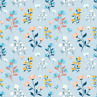 Floral seamless pattern. Ditsy print blossom color cute fashion floral flower garden illustration leaf nature repeat retro seamless small spring summer textile texture vector wallpaper