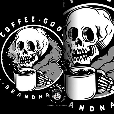 GOOD COFFEE, GOOD SH*T bones branding branding design caffeine cartoon character coffe design icon illustration scary vector