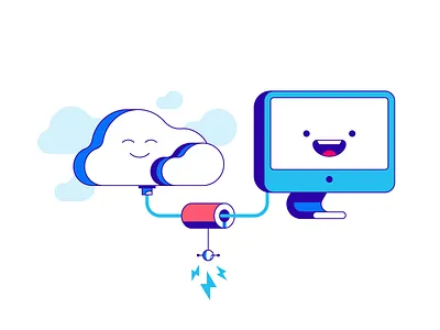Cloud connection cloud computer connection happy illustration signal technology vector
