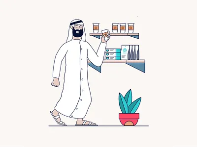 Illustrations for Empire Coffee arabic brand brand design branding coffee coffee brand coffee cups coffee design colourful design design agency design studio doha happy illustration work