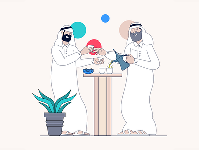 Illustrations for Empire Coffee arabic brand brand design branding coffee coffee brand coffee cups coffee design colourful design design agency design studio doha happy illustration work