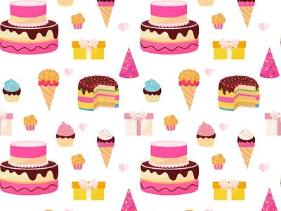 Happy birthday colorful seamless pattern background birthday birthday cake card celebration colorful confetti decoration design fun happy happy birthday card illustration isolated party pattern ribbon seamless vector wallpaper
