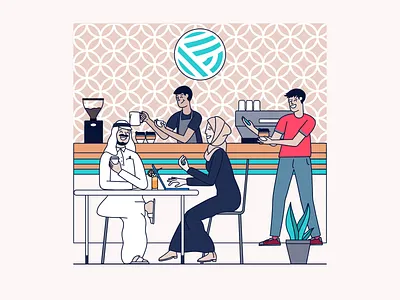 Illustrations for Empire Coffee arabic brand brand design branding coffee coffee brand coffee cups coffee design colourful design design agency design studio doha happy illustration work