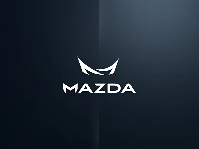 Mazda brand chinesse concept dojo icon line logo mark mazda sign simple space typo white