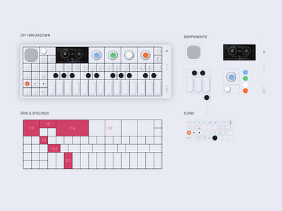 OP-1 design breakdown atomic concept designsystem illustration modular design product design ui vector