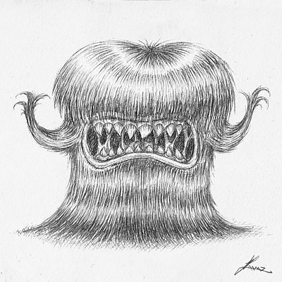 Hairy Monster black blackandwhite cartoon character design characterdesign chibbi dark gloomy hairy hairy monster jhonen vasquez kaamuz moebius monster monsters pencil roman dirge syle tattoo tim burton