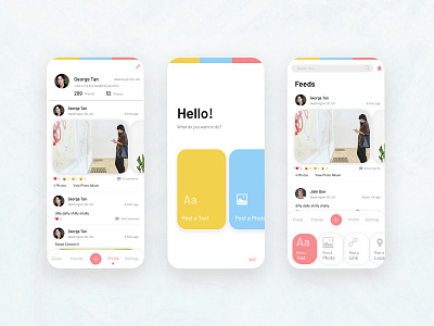 Social Media app app application clean design home interface mobile simple ui user interface