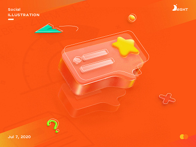 Social illustration 2.5d chat education illustration isometric social ui star