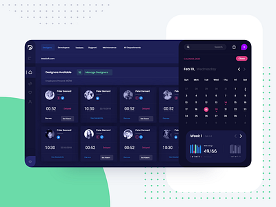 HR Portal Web App for Employee Tracking Abstract Night Mode adobexd branding clock app design illustration minimal smarthome typography ui ux