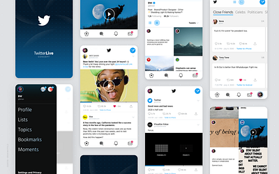 Twitter Live UI Concept concepts design concept influencers light minimal social media tweets twitter twitterlive ui sheet uidesign