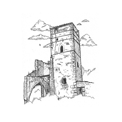 Mas del Cusidó Stronghold architecture drawing hand drawn handdrawn illustration inkpen old picture sketch