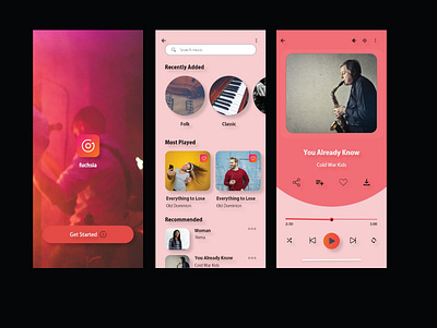 Fuchsia Music App app design mobile mobile app music app ui ui ux uidesign