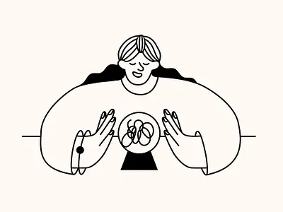 Fortune teller 🔮 animated animation black and white career crystal ball fortune teller future illustration illustrator line illustration motion graphics no surprises stroke success website woman