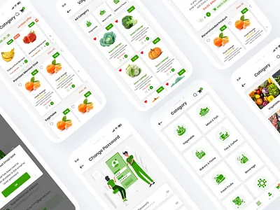 Grocery Delivery Mobile App UI Template agriculture android delivery eatables ecommerce app electronics food delivery fruits grocery grocery delivery home kitchen ios kit market mobile app nuts online organic shop
