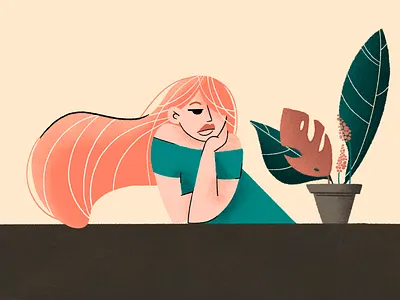 Ginger flat illustration characterdesign digital2d flatdesign flatillustration flowers illustration ginger illustration noisy