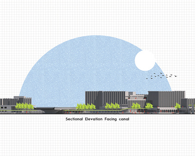 Artistic Sectional Elevation 3d architecture design elevation illustration photoshop art render section vector waterfront