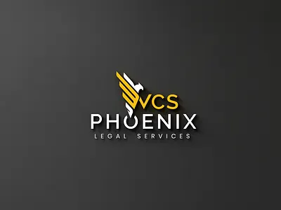 WCS Phoenix Legal Services branding creative logo flat logo gold logo logo design logo mockup minimalist logo phoenix logo wcs logo