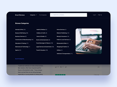 Smart.Reviews - Browse Categories app design application clean design agency designagency ui ux uidesign uidesigner uiux uiux design uiux designer uiuxdesign uiuxdesigner userinterface web design webapp webapplication webdesign website website design