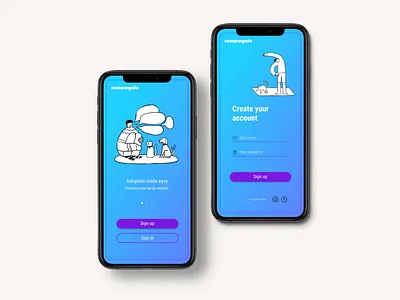 Adoption App - Compagnie. app design illustration illustrator logo minimal ui ux