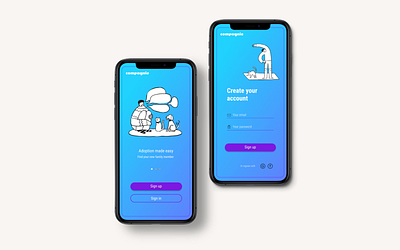 Adoption App - Compagnie. app design illustration illustrator logo minimal ui ux