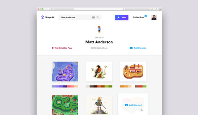 Shape AI ai collections color theme draw dribbble palettes prediction style transfer ui