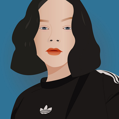 blue girl art design girl illustration illustrator minimal redlips ui ux vector