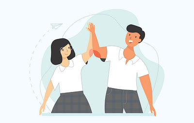 HIgh School Student boy boy illustration couple couple illustration design flat design flat illustration girl girl illustration happy illustration illustrations isometric people people illustration school simple sketch student vector